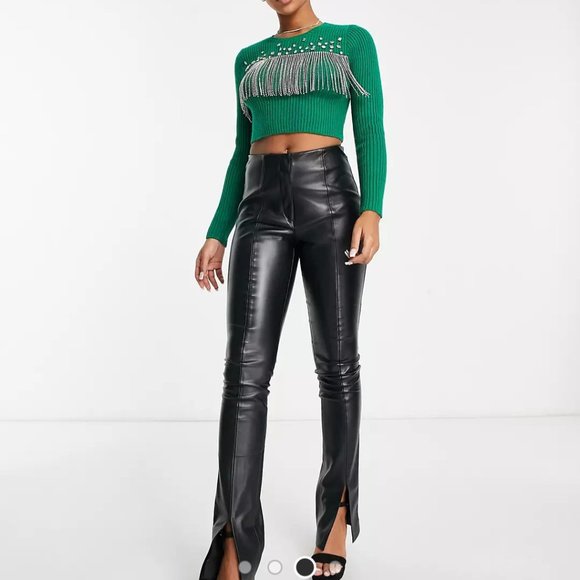 NWOT ASOS Miss Selfride Diamante fringe knit crop sweater - Picture 3 of 4